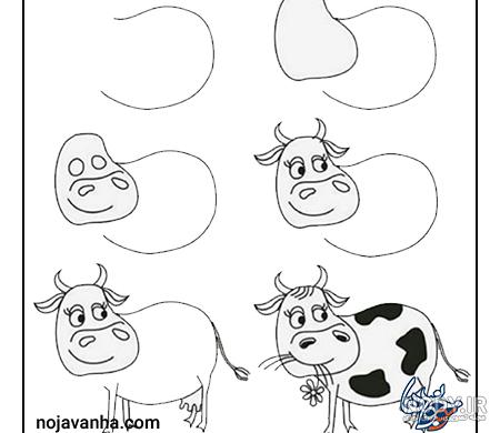 تصویر دوربریده شده نقاشی گاو خوشگل کارتونی بزرگ