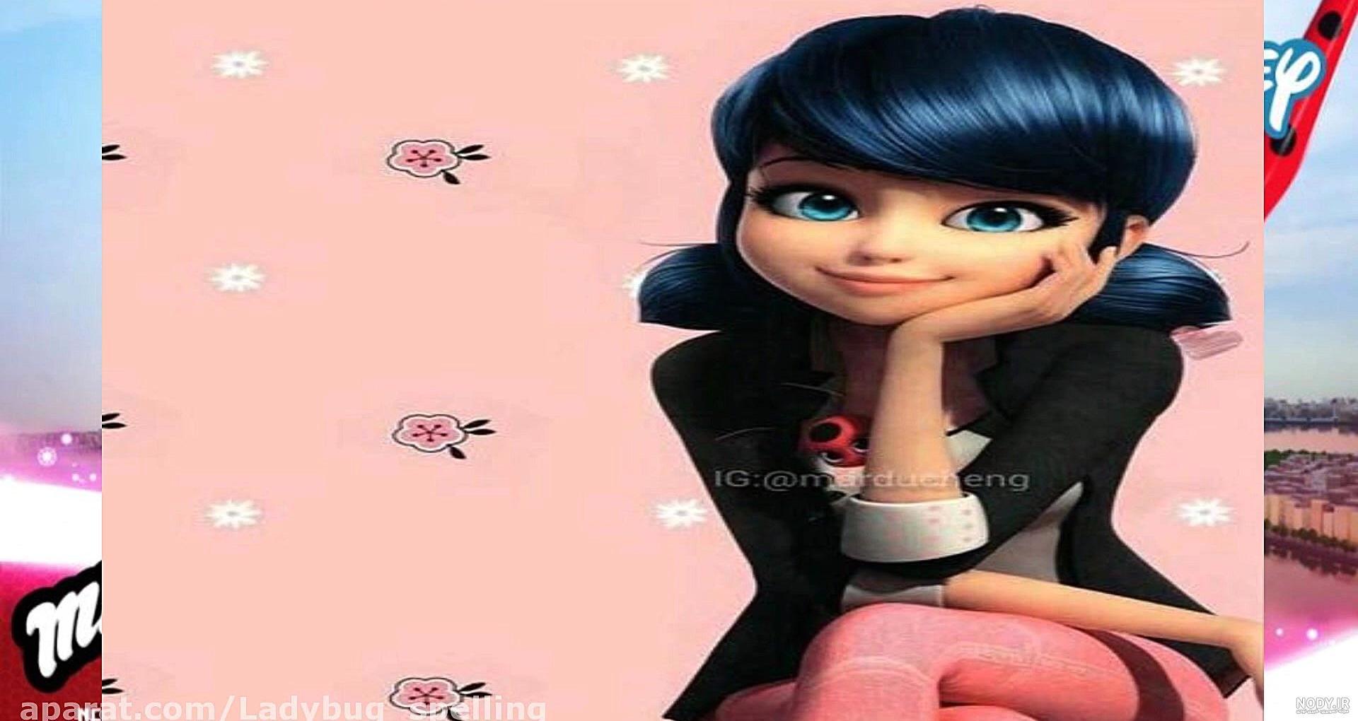 عکس انیمه ای لیدی باگ و کت نوار