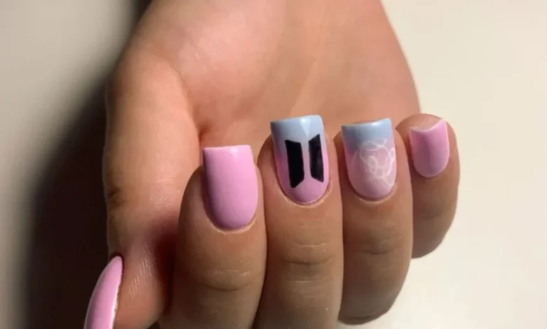 عکس ژلیش ناخن طرح بی تی اس