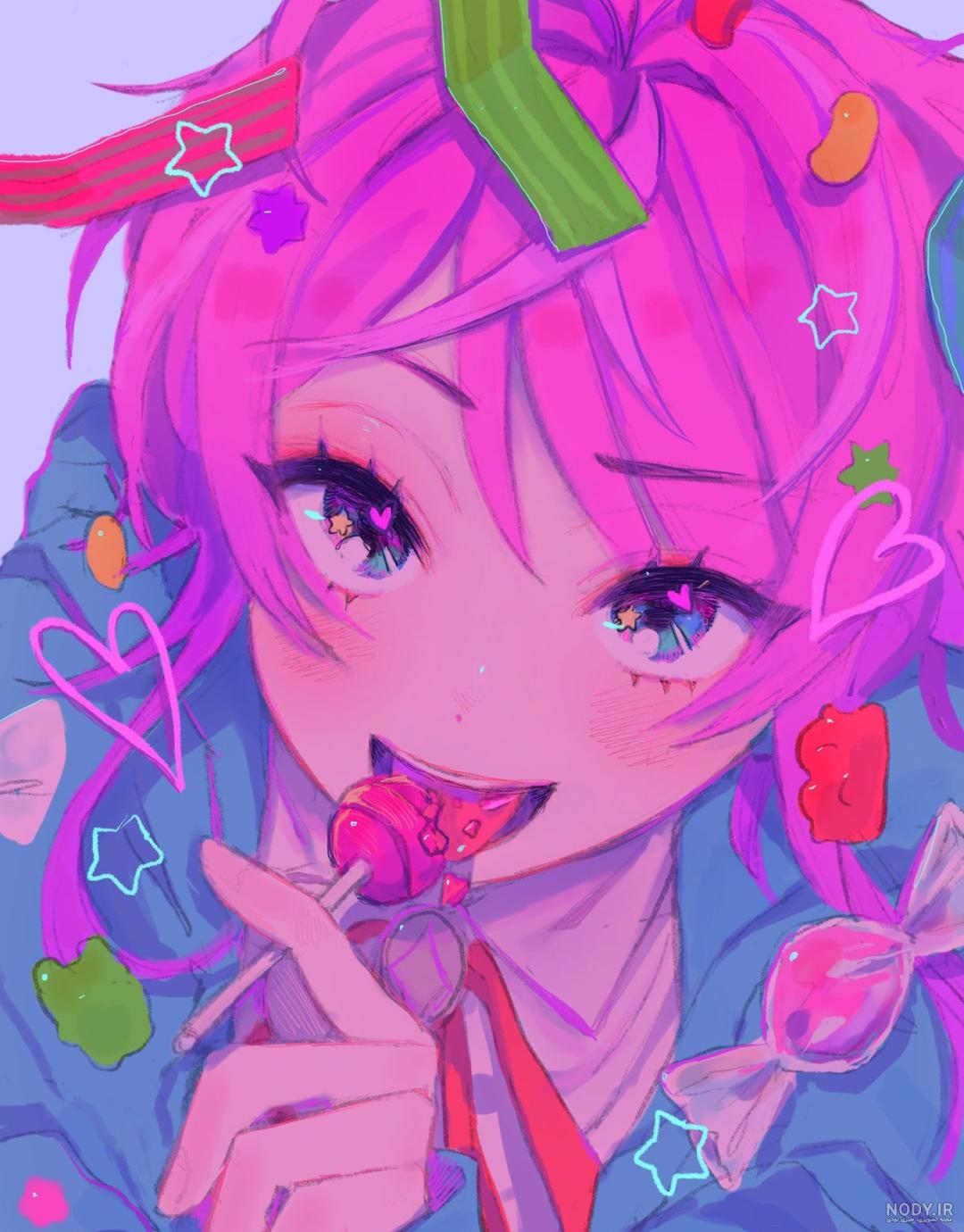 عکس خفن عکس انیمه صورتی با کیفیت