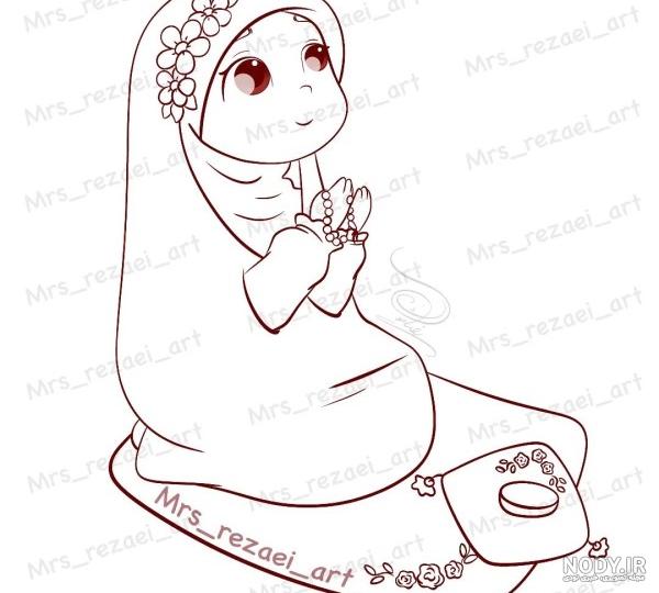 عکس نقاشی دختر در حال سجده عکس نقاشی دختر در حال سجده