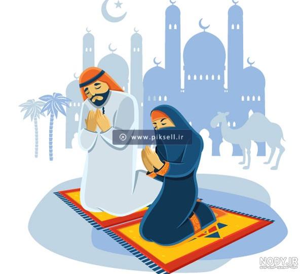 عکس نقاشی دختر در حال نماز خواندن ❤️ [ بهترین تصاویر ]