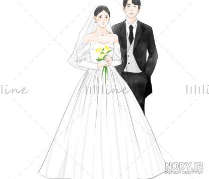 عکس نقاشی عروس و داماد ایرانی