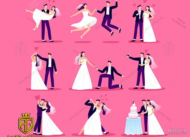 عکس نقاشی فانتزی عروس و داماد ❤️ [ بهترین تصاویر ]