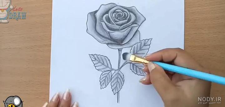 عکس نقاشی گل رز آبی
