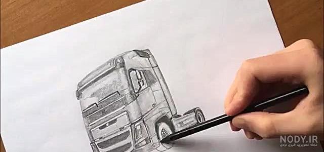 نقاشی کامیون بنز ده چرخ / نقاشی کامیون آسان نقاشی کامیون بنز ده چرخ / نقاشی کامیون آسان