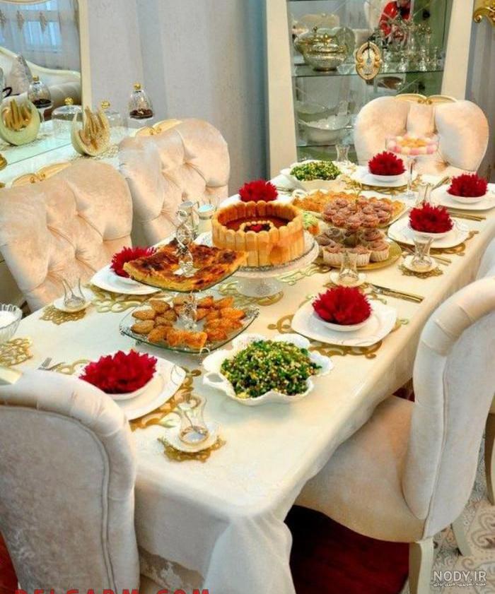 عکس چیدمان و تزیین سفره شام مهمانی + سفره شام ساده