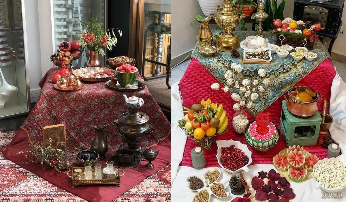 تزیین سفره شب یلدا امسال 1403 با ایده سنتی، باکلاس و شیک تزیین سفره شب یلدا امسال 1403 با ایده سنتی، باکلاس و شیک
