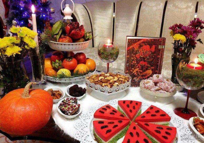 عکس تزیین سفره ی شب یلدا عکس تزیین سفره ی شب یلدا