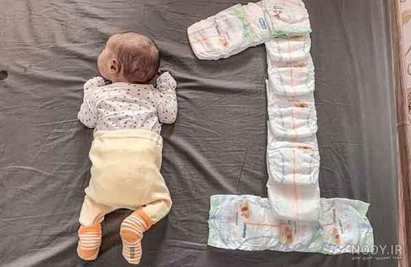 ایده عکس نوزاد برای یک ماهگی