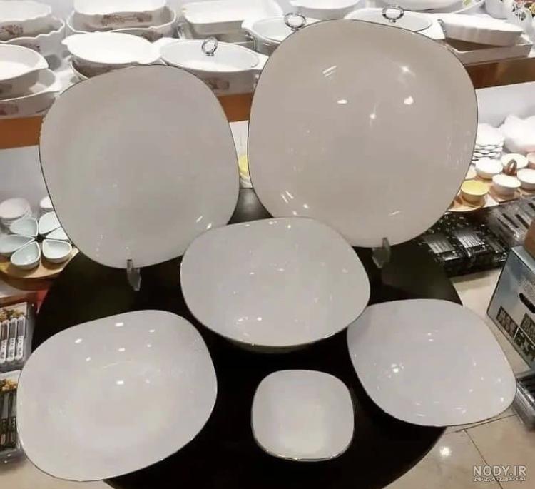 سرویس ظروف آرکوپال گرد 6 نفره مدل کنگره ای لب طلایی