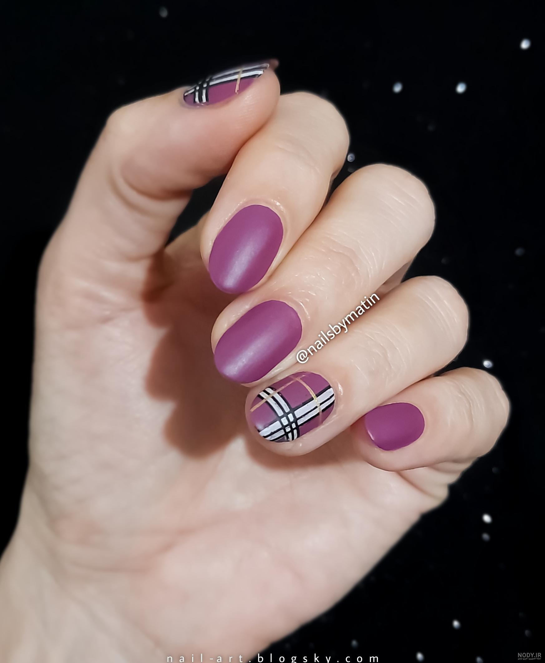 عکس ناخن اکلیلی بنفش