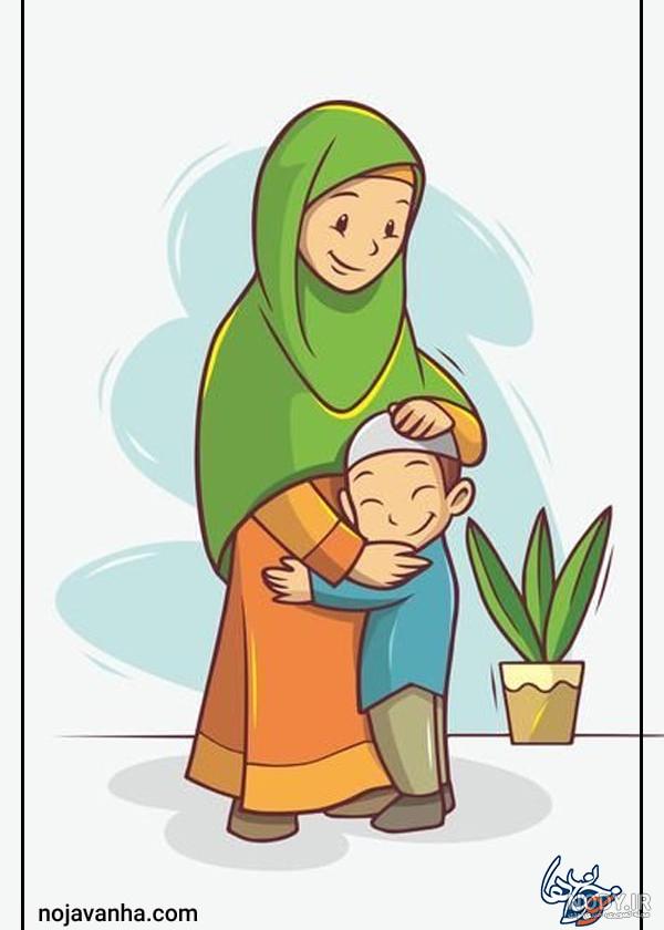 وکتور کارتونی دایناسور مادر و بچه - وکتور لایه باز اژدها مادر و فرزند زیبا
