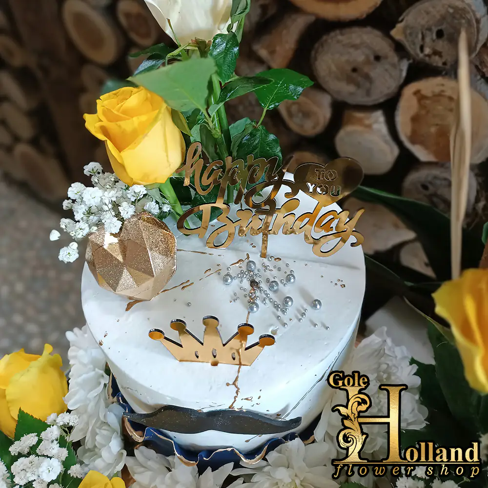 عکس کیک تولد و دسته گل