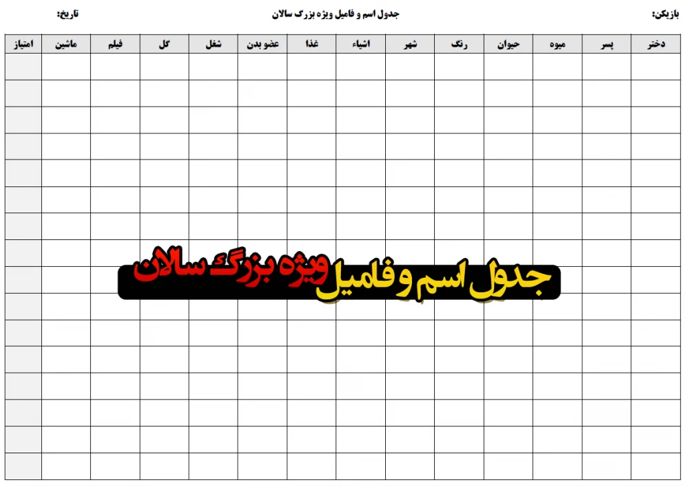 عکس اسم فامیل بازی عکس اسم فامیل بازی