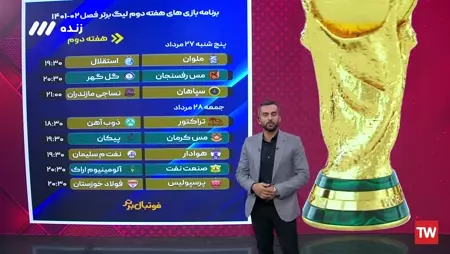 صفحه برنامه فوتبال برتر 01-00 تلوبیون | مرجع پخش زنده و دانلود فیلم ، سریال  و سایر برنامه های تلویزیون