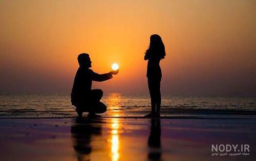 عکس عاشقانه دونفره در غروب آفتاب - عکس نودی
