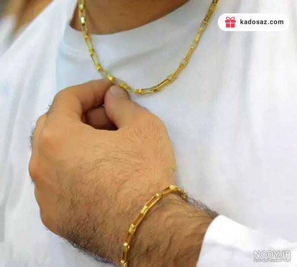 عکس دستبند طلایی مردانه