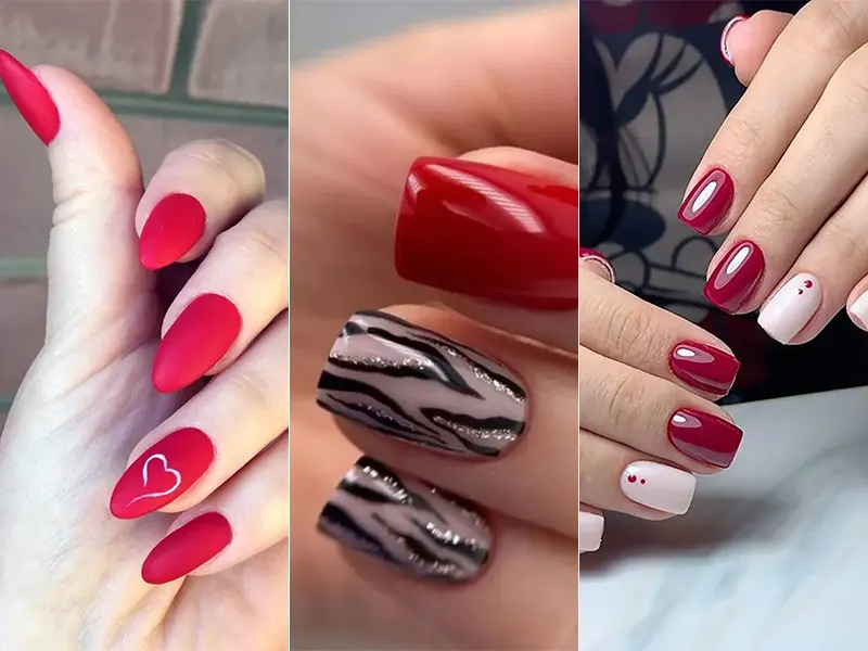 40 طرح ناخن قرمز | مدلهای ناخن ترند 2024 ,2025 💅🏻