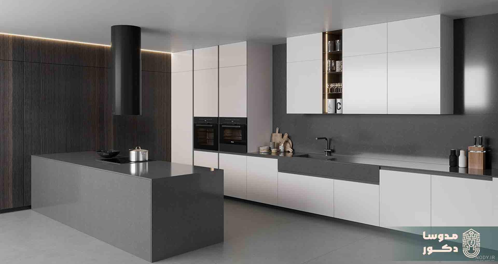 انواع مدل کابینت سفید طوسی؛ رنگ‌های کابنیت سفید طوسی جدید