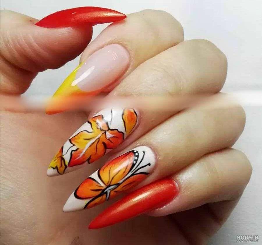 عکس ناخن پاییزی ساده عکس ناخن پاییزی ساده