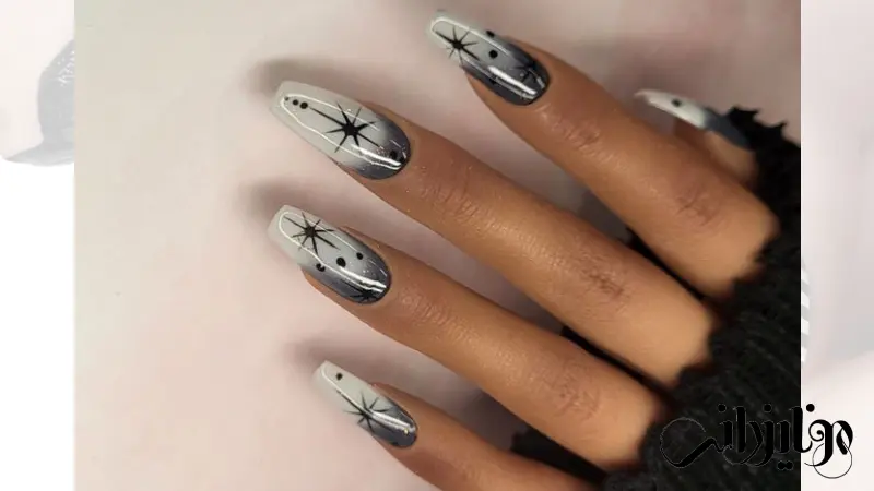 عکس ناخن ژلیش سیاه و سفید عکس ناخن ژلیش سیاه و سفید