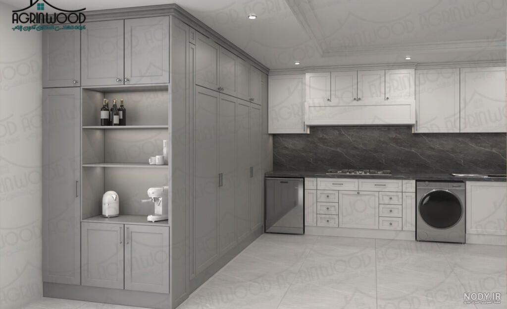 عکس کابینت سفید و طوسی