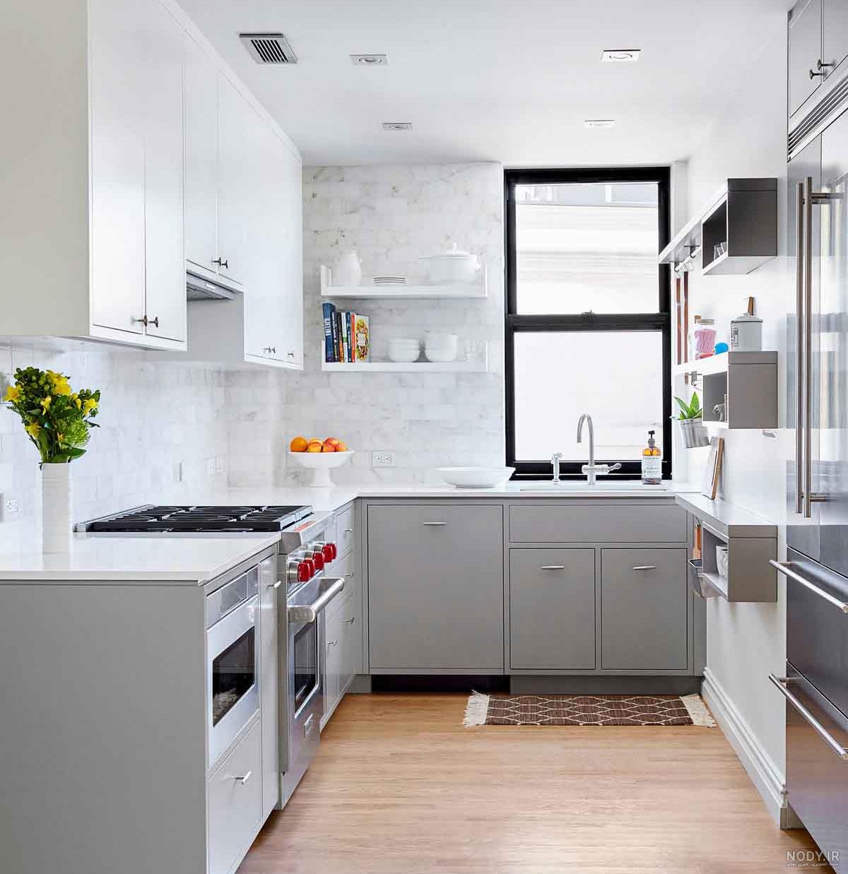 عکس کابینت سفید طوسی جدید