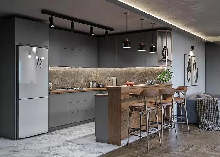 عکس کابینت های گلاس سفید و طوسی