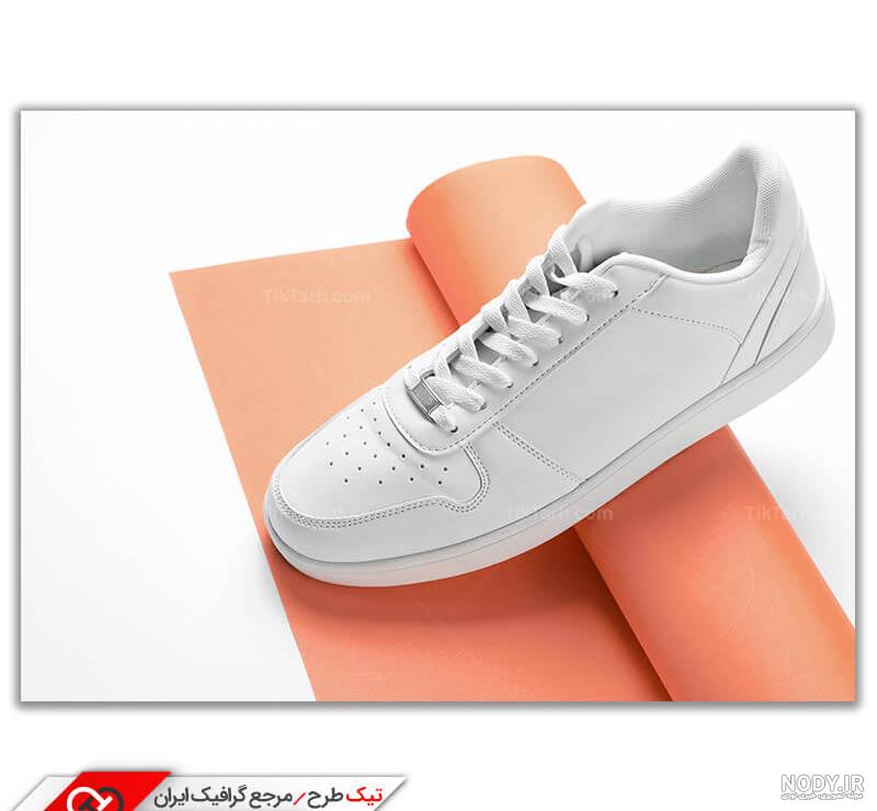 کفش اسپرت سفید مردانه؛ کتان چرم 2 مدل چسبی بندی shoe - آراد برندینگ