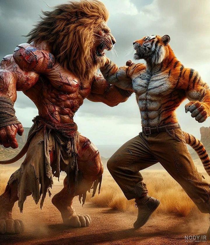 جنگ واقعی بین شیر و ببر | صدای اصلی ، (مبارزه واقعی)