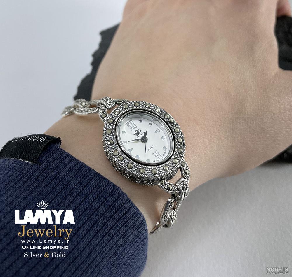 ساعت مچی زنانه نقره سیاه قلم مدل Diamond Silver 1239PR - آماتیس واچ ساعت مچی زنانه نقره سیاه قلم مدل Diamond Silver 1239PR - آماتیس واچ