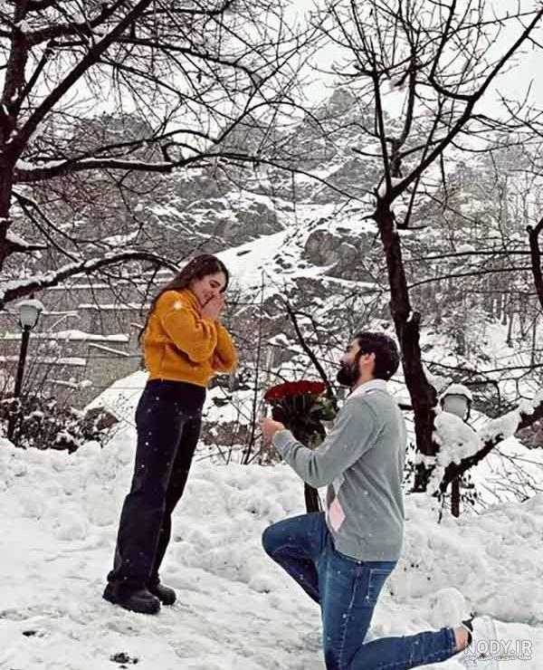 ژست عکاسی زمستانی دونفره ❤️ [ بهترین تصاویر ]