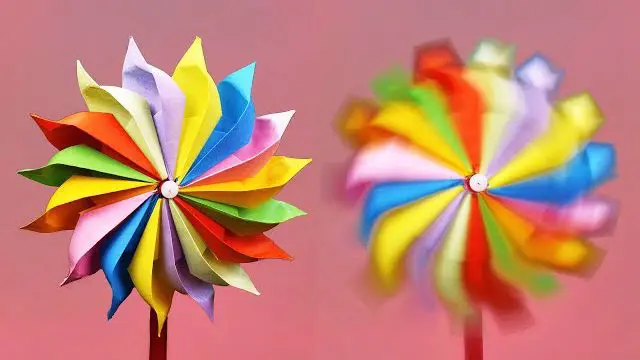 آموزش ساخت فرفره کاغذی دورنگ ساده و آسان + فرفره هشت پر