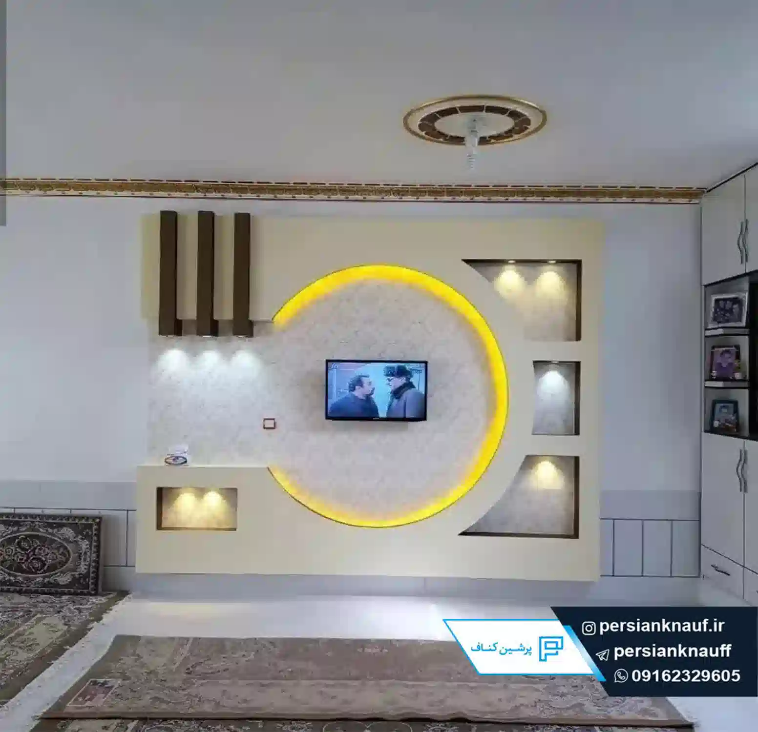 دکور تلویزیون روی دیوار 1401 | کناف پشت تلویزیون جدید | بهترین رنگ برای  دیوار پشت تلویزیون