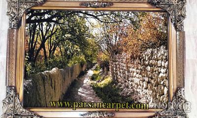 زیباترین تابلو فرش ماشینی منظره کوچه باغ و رودخانه (دی 1403 ) زیباترین تابلو فرش ماشینی منظره کوچه باغ و رودخانه (دی 1403 )