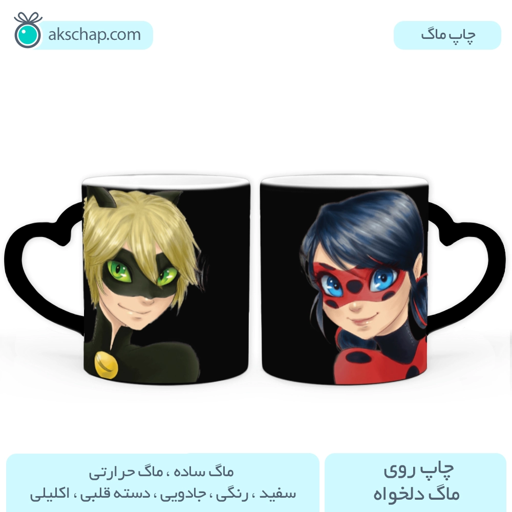 عکس کارتون گربه سیاه و دختر کفشدوزکی