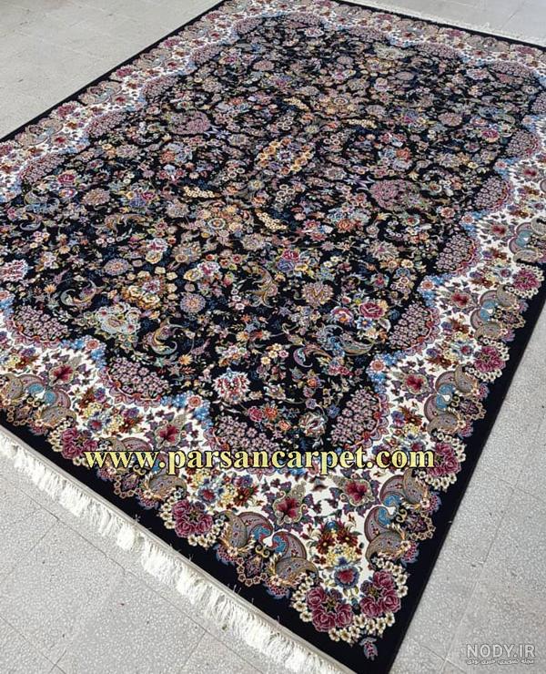 فرش افشان جدید روژین سرمه ای 700 شانه طلاکوب - فرش ارزان