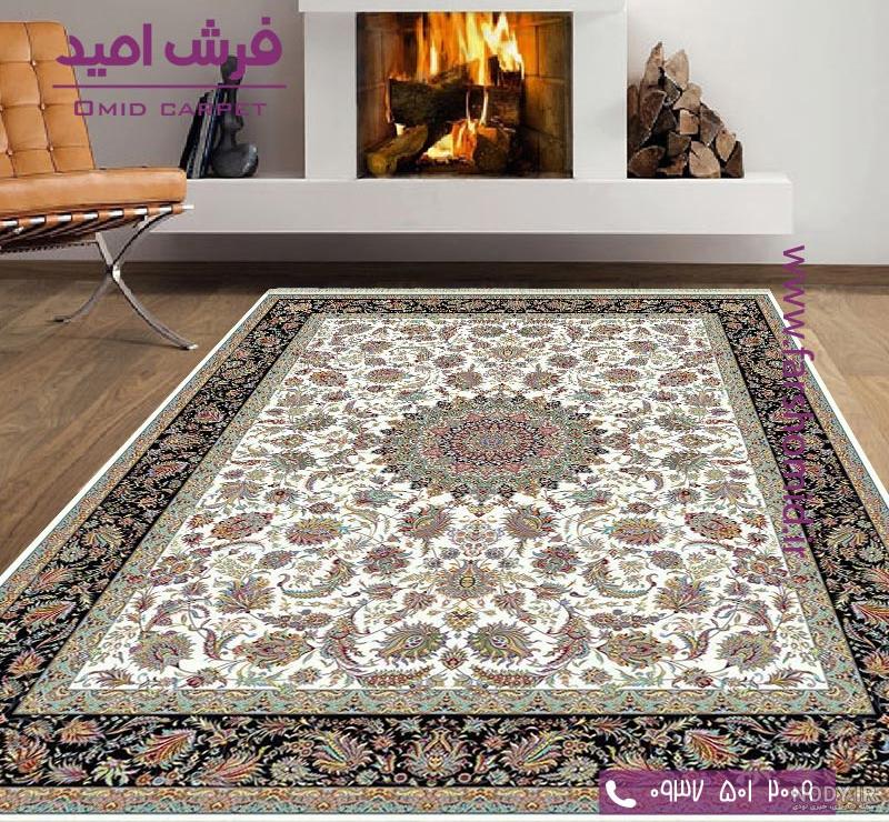 فرش مشهد طرح افشان کد 802038 کرم با پایین ترین قیمت