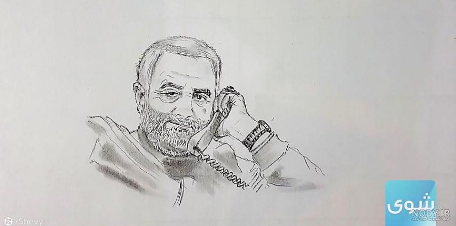 نقاشی ساده حاج قاسم سلیمانی ❤️ [ بهترین تصاویر ]