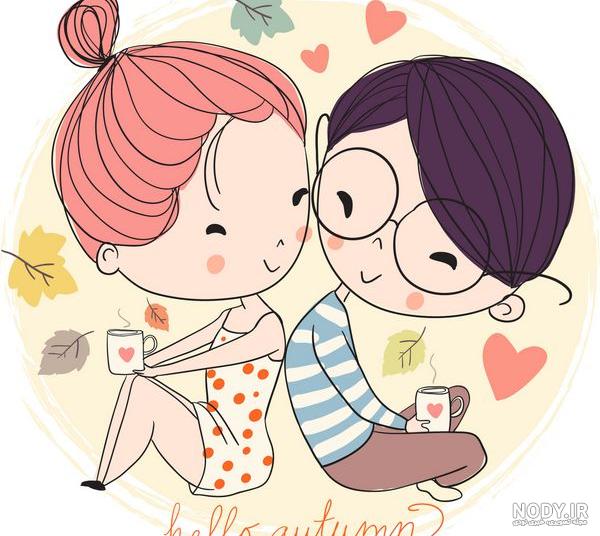 نقاشی ساده عاشقانه / نقاشی دختر و پسر