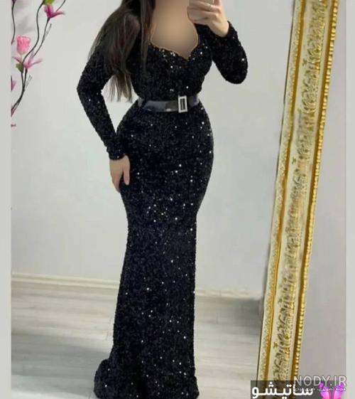 لباس مجلسی پولکی مشکی نقره ای لباس مجلسی پولکی مشکی نقره ای