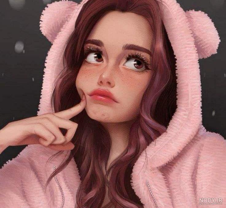 دختر کارتونی زیبا در لباس صورتی با پاپیون 1686646