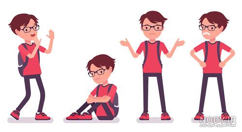 عکس کارتونی پسر نشسته