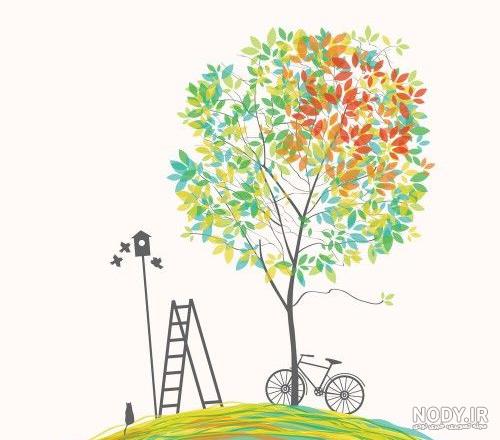 عکس نقاشی فصل بهار ساده