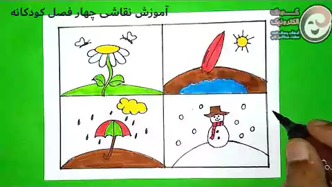 نقاشی بهار | نقاشی بهار برای مدرسه با 35 ایده ناب که خیلی راحت و قشنگن!