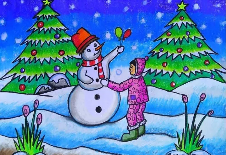 نقاشی زمستان مخصوص کودکان (عکس)
