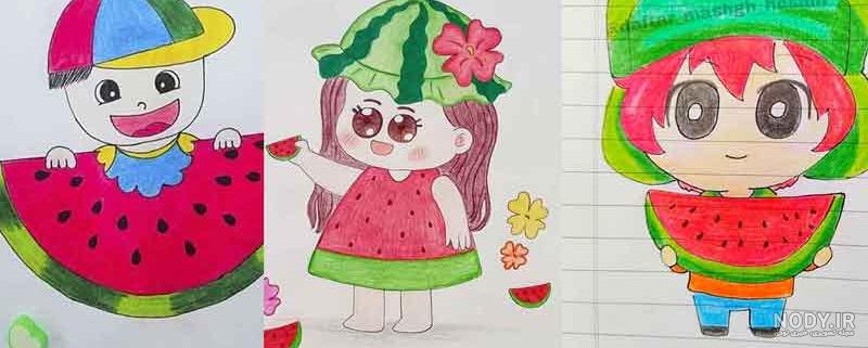 نقاشی شب یلدا برای مدرسه و معلم آسان و زیبا، دخترانه و فانتزی