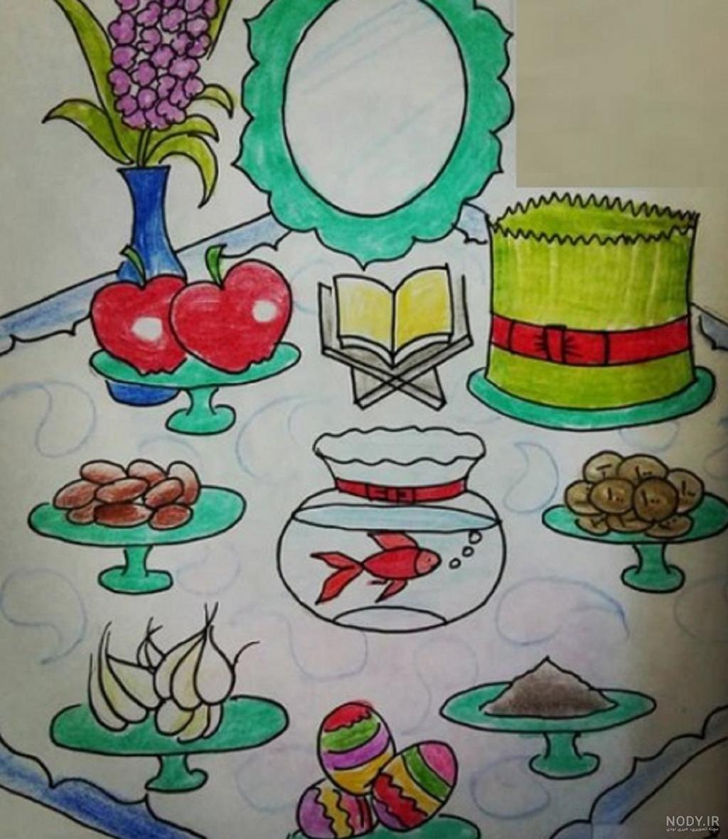 نقاشی عید نوروز ۱۴۰۳ کودکانه + نقاشی عید نوروز آسان