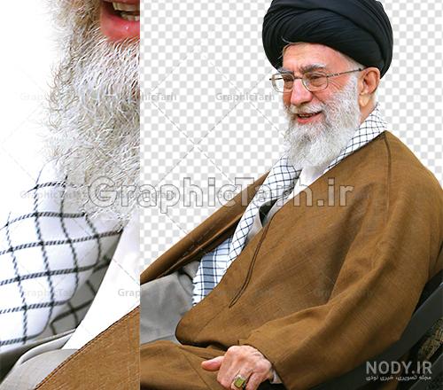 عکس با کیفیت تصویر امام خمینی و آیت الله خامنه ای با عبا و عمامه در پس زمینه  مشکی – عکس با کیفیت و تصاویر استوک حرفه ای